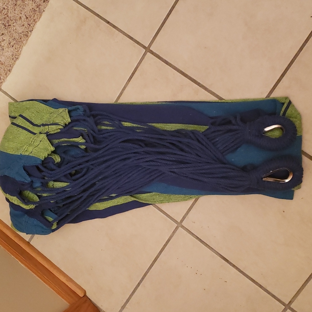 Freeport Park Riley Cotton Hammock in blue and greens